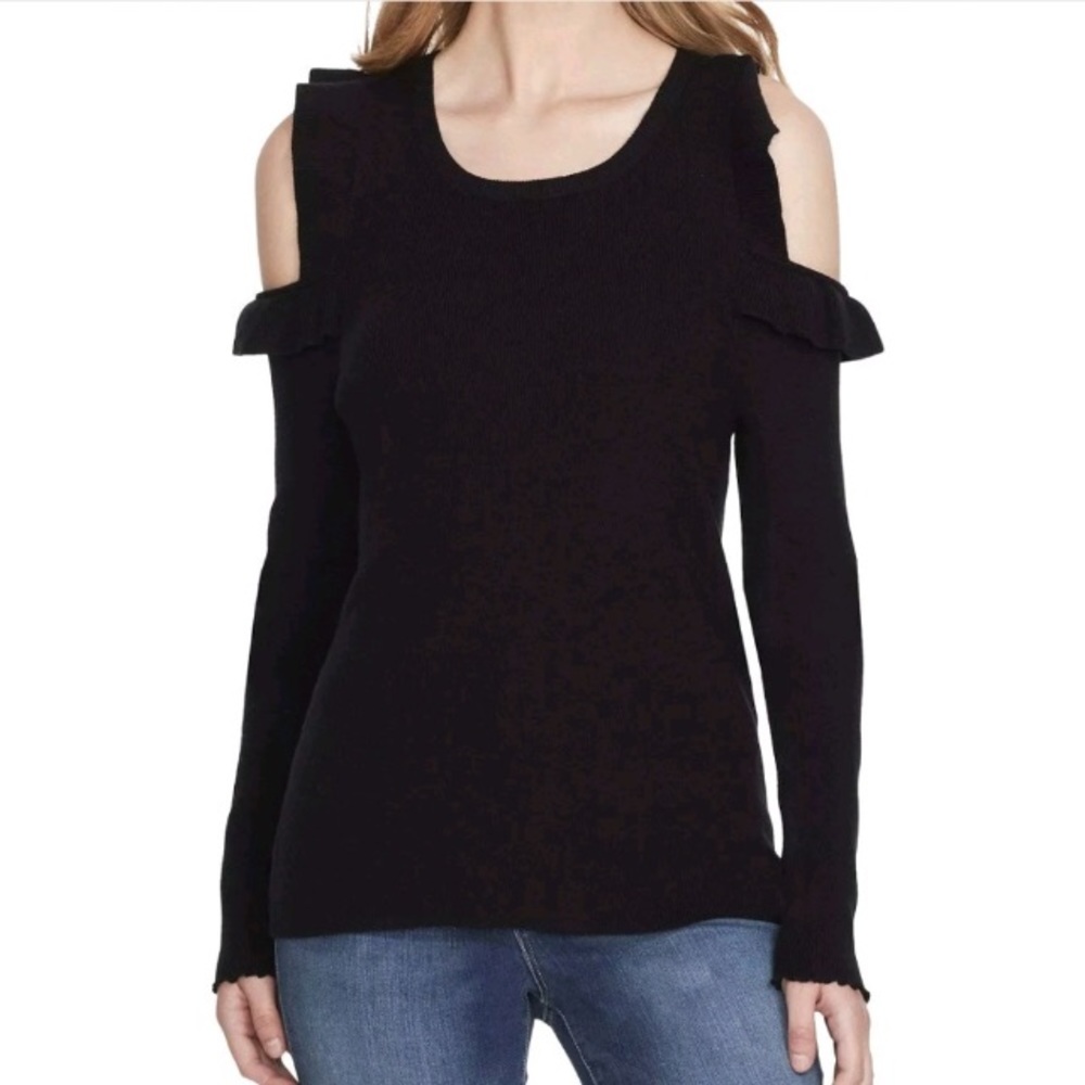 Jessica Simpson Ruffled Cold Shoulder Sweater